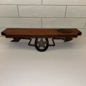 Vtg Western Cast Metal Arrow Head Horseshoe Star Hang Wall Mount Shelf 18" x 5"